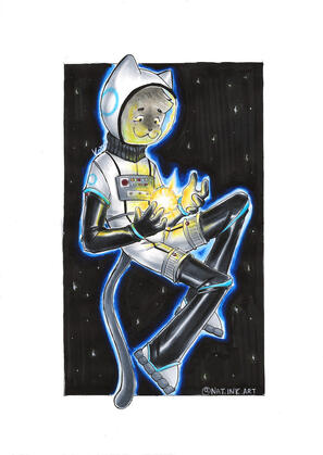 SpaceCat - ink and copic markers